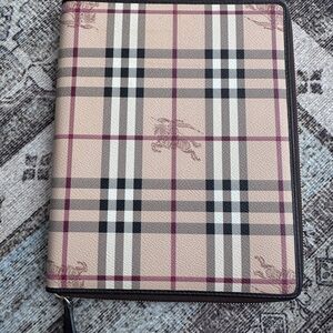 Authentic Burberry Beige and Black Checkered iPad Holder and cleaning cloth